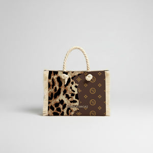 BORSA MARE MINI BEACH CLUB LEOPARD PATTERN BROWN