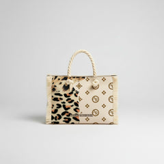 BORSA MARE MINI BEACH CLUB LEOPARD PATTERN WHITE