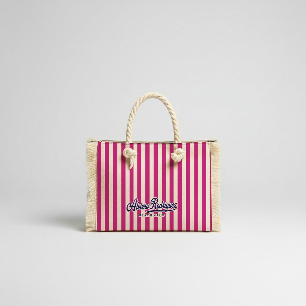 BORSA MARE MINI BEACH STRISCE FUCSIA