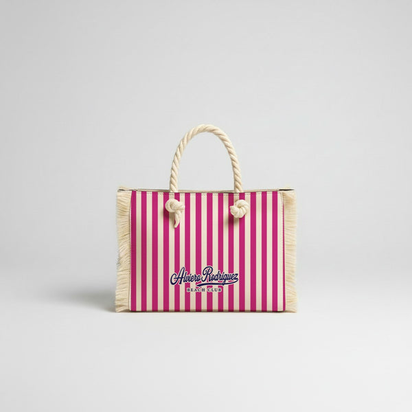 BORSA MARE MINI BEACH STRISCE FUCSIA