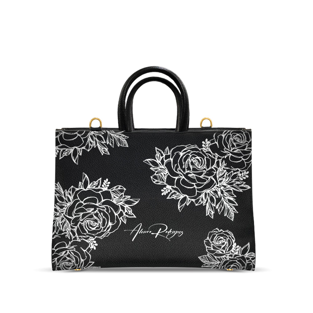 Borsa Nera Iris Roses White