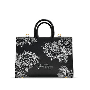 Borsa Nera Iris Roses White