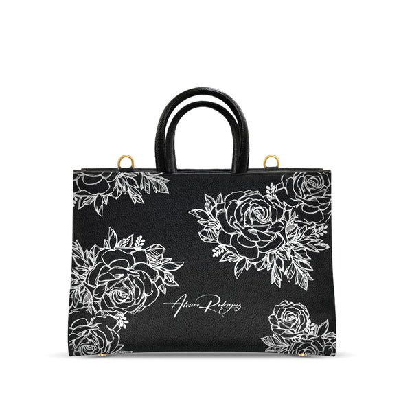 Borsa Nera Iris Roses White