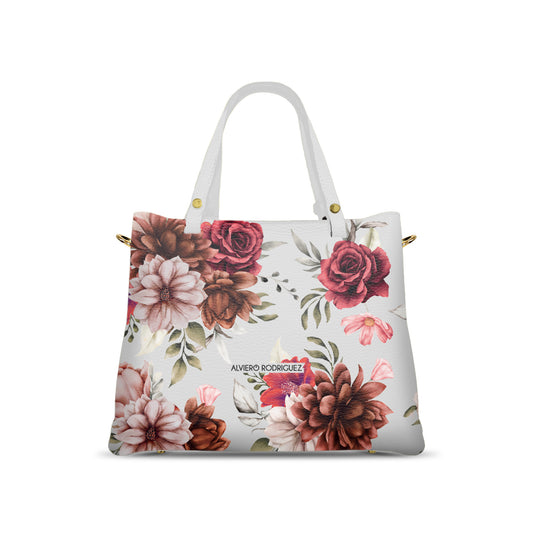 Borsa Soledad Bianca Red Flowers