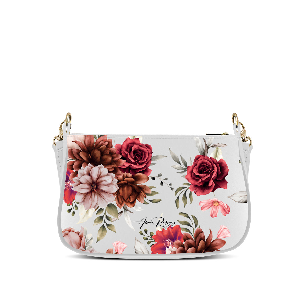 Borsa Desiree Bianca Red Flowers