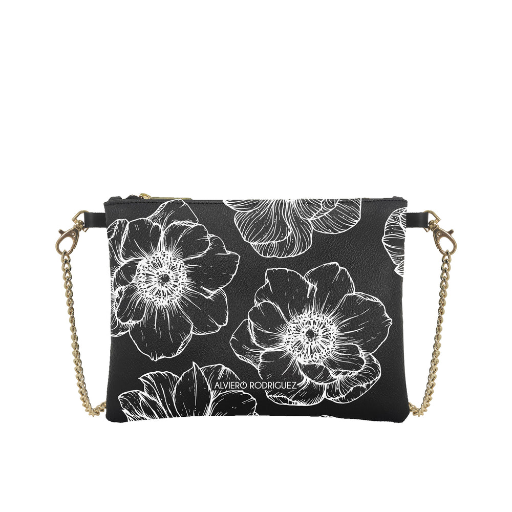 Pochette Teddy Nera drowing flowers