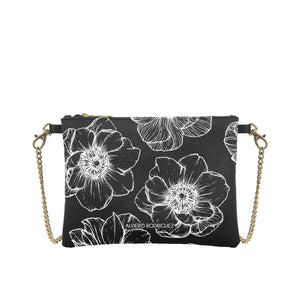 Pochette Teddy Nera drowing flowers