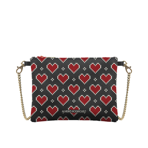 Pochette Teddy Nera Knit Hearts
