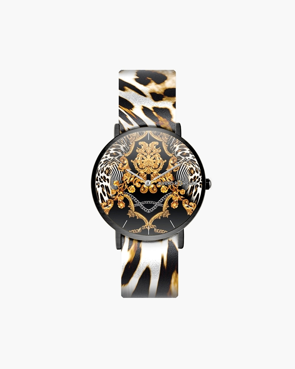 OROLOGIO NERO BAROQUE LEOPARD