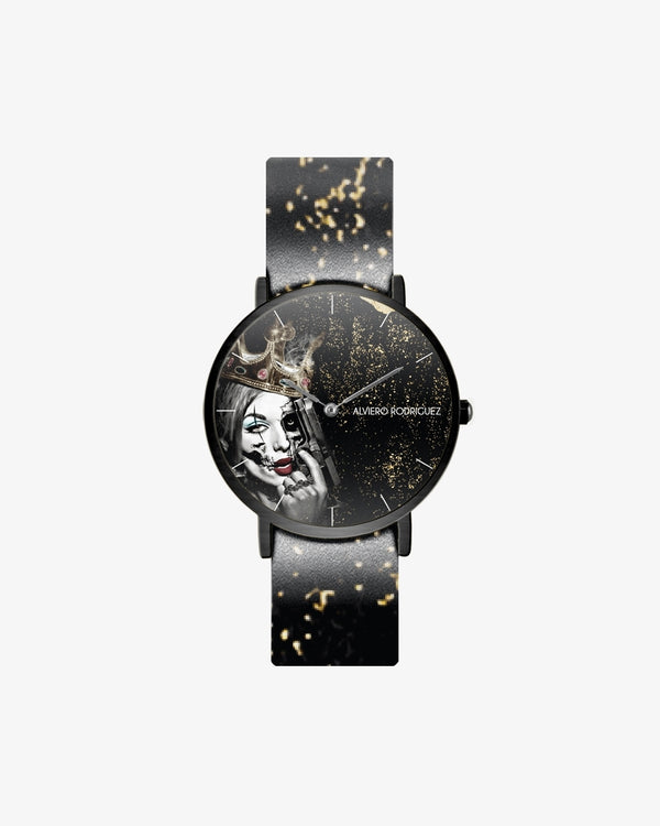 OROLOGIO NERO QUEEN AND GUN