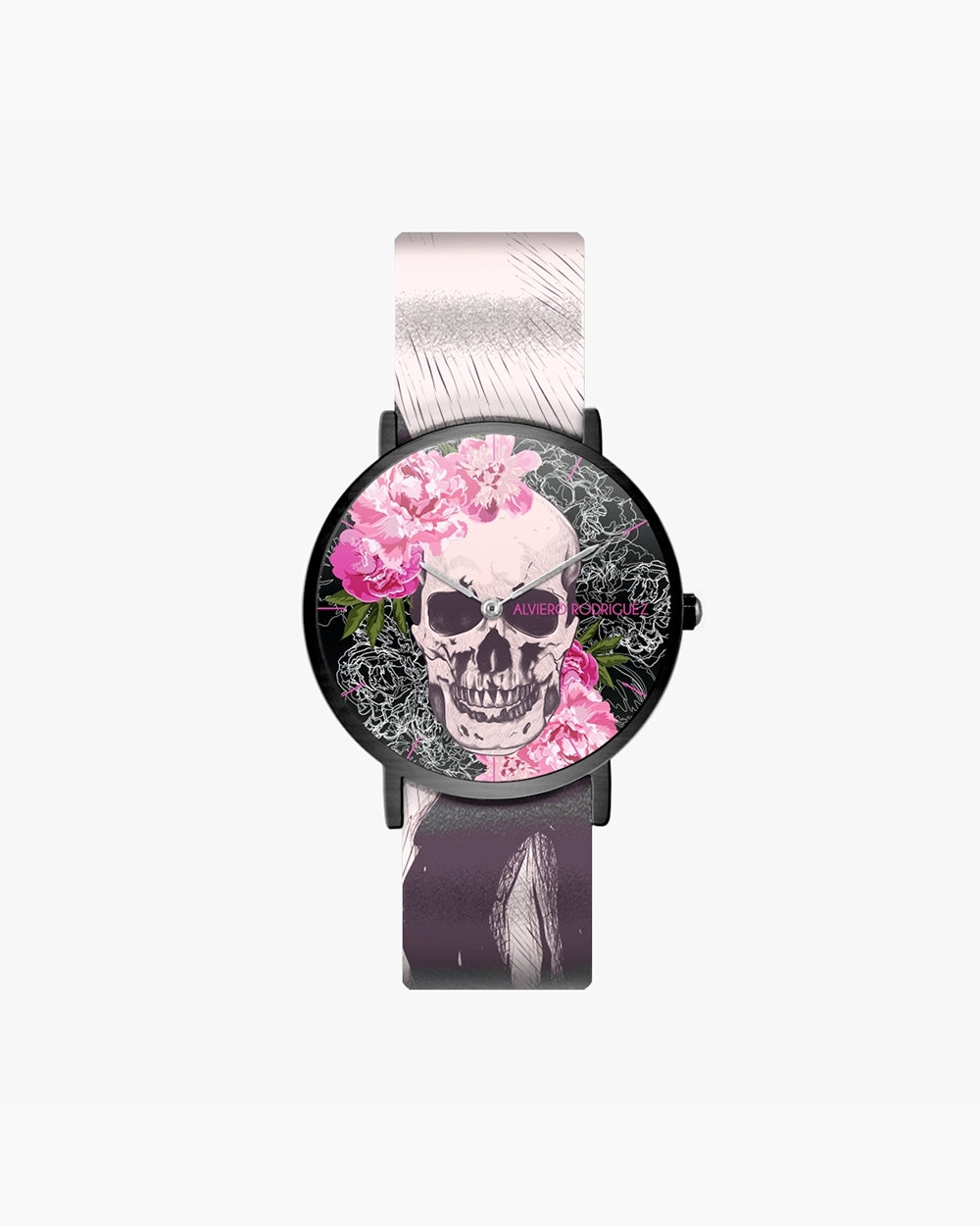 OROLOGIO NERO SKULL ROSES