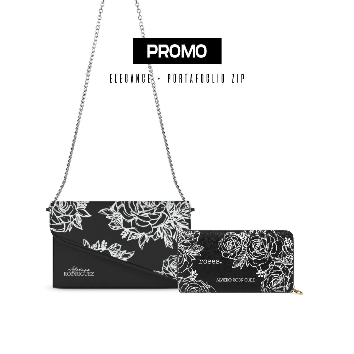 Promo Elegance + Portafoglio Zip Roses White