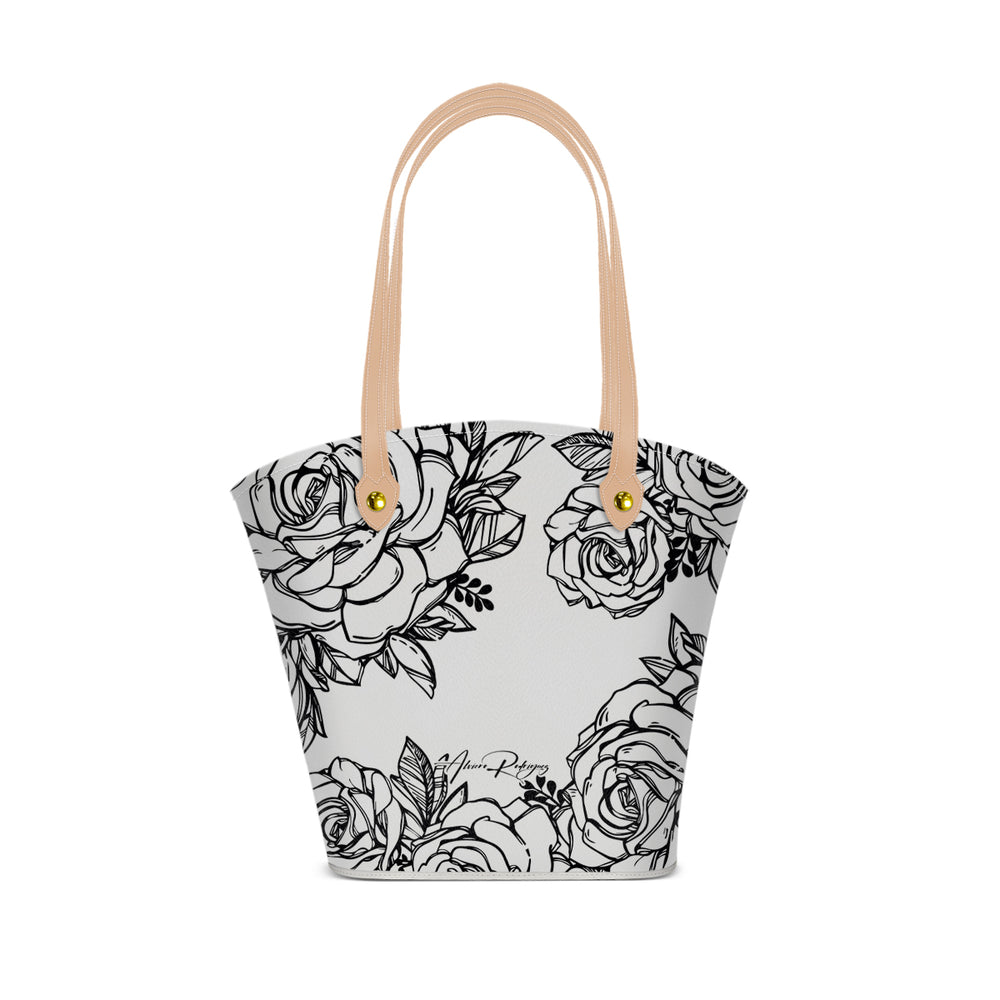 Borsa Mare Positano Roses Black