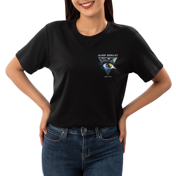 T-Shirt nera Donna Eye starry night