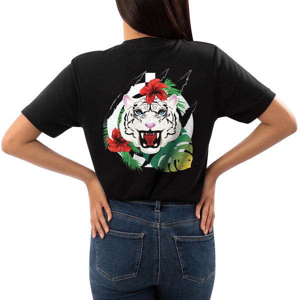 T-Shirt nera Donna White Tiger