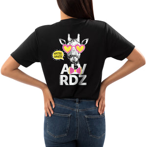 T-Shirt nera Donna Hipster Giraffe