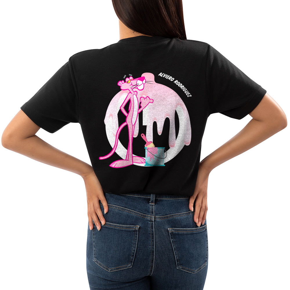 T-Shirt nera Donna Pink panther print