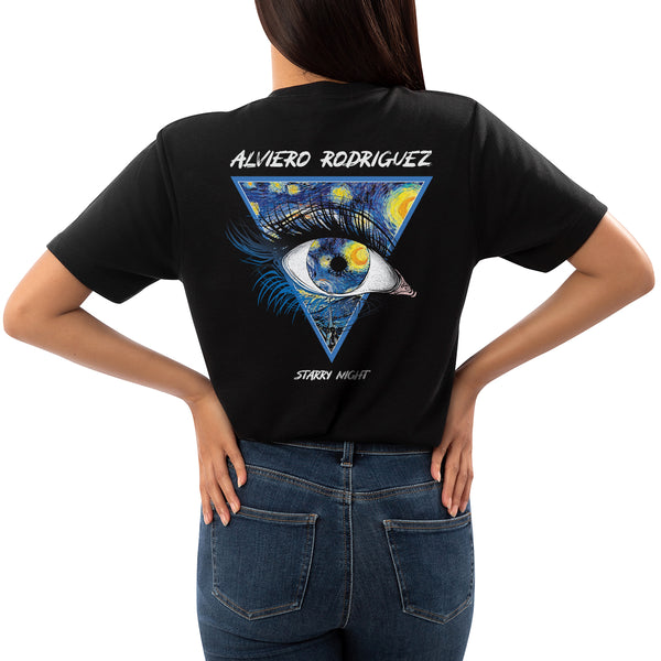 T-Shirt nera Donna Eye starry night