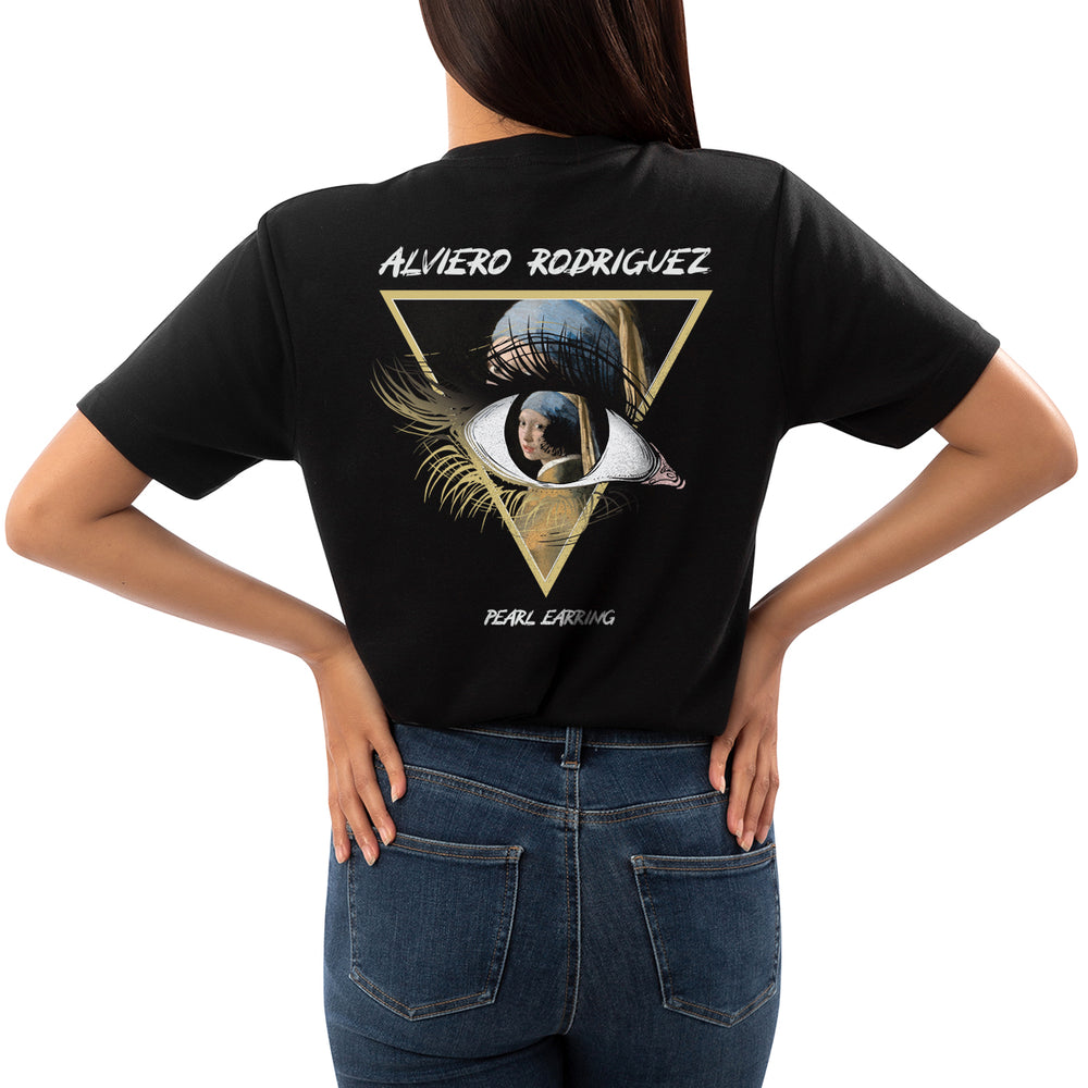 T-Shirt nera Donna Eye pearl earring