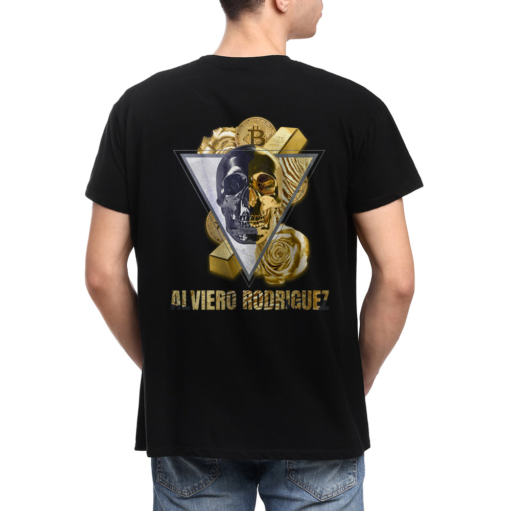 T-shirt nera Uomo Skull gold