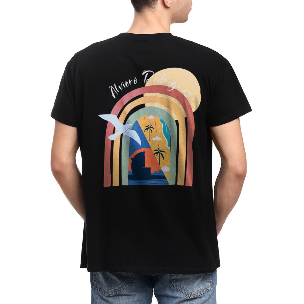 T-shirt nera Uomo Rainbow beach